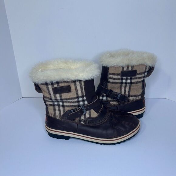 LL Bean Rangeley Pac Fur Ankle Boot Waterproof Insulated Nova Check Wool Women - Picture 2 of 7